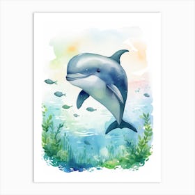 Storybook Style Dolphin Illustration 4 Art Print