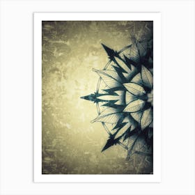 Abstract Flower, mandala , geometry , geometric design, art, sharp shapes, half circle, textured, gold, yellow Art Print