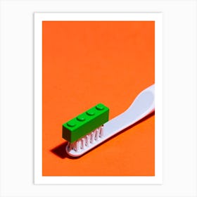Lego Orange Toothbrush Art Print