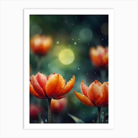 Tulips In The Rain Art Print