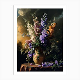 Baroque Floral Still Life Larkspur 4 Art Print