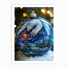 Porcelain Creature Sculpted Into A Christmas Ball Form Intricately Painted With A Kaleidoscope Of C Art Print