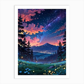 Night Sky Anime aesthetic 46 Art Print