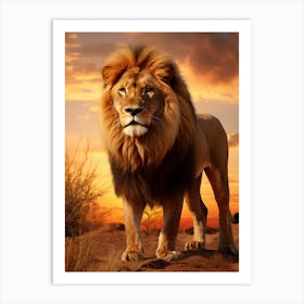African Lion Sunset Portrait 3 Art Print
