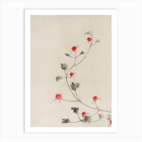 Small Red Blossoms On A Vine, Katsushika Hokusai Art Print