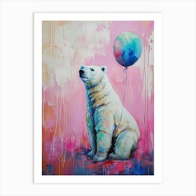Cute Polar Bear 3 With Balloon Art Print