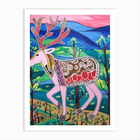Maximalist Animal Painting Reindeer 1 Art Print