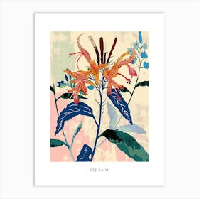 Colourful Flower Illustration Poster Bee Balm 3 Art Print