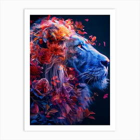 Lion With Flowers 4 Art Print