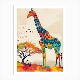 Giraffe On The Hill Watercolour 1 Art Print