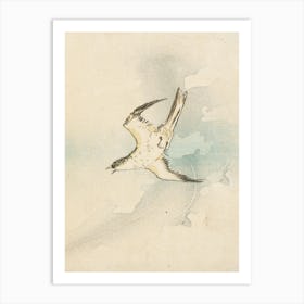 Japanese Ukiyo-E Bird In Flight Art Print