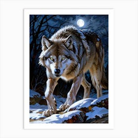 Wolf In The Woods 4 Art Print