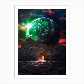 Astronaut Explores An Unknown Planet Art Print