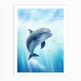 Dolphin In Ocean Realistic Illustration3 Art Print