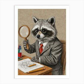 Raccoon In Business Suit Art Print