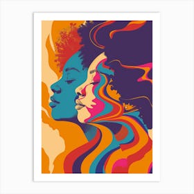 Two Women With Colorful Hair Art Print