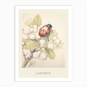 Beatrix Potter Inspired  Animal Watercolour Ladybug 1 Art Print