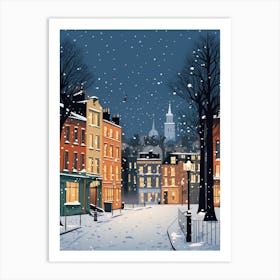 Winter Travel Night Illustration Dublin Ireland 3 Art Print