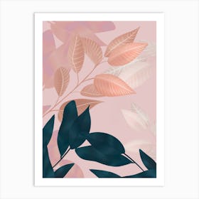 Abstract Leaves On A Pink Background Art Print