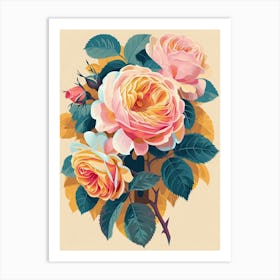 English Roses Painting Rose In A Keyhole 2 Art Print