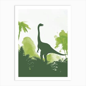 Gallimius Dinosaur Green Silhouette Art Print