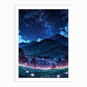 Night Sky Anime aesthetic 4 Art Print