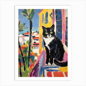 Painting Of A Cat In Cannes France 1 Art Print