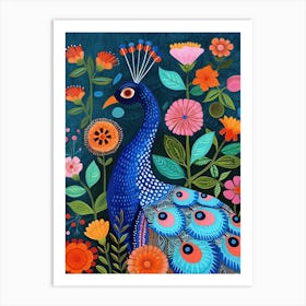 Bright Peacock Portrait 4 Art Print