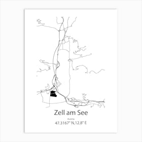 Zell Am See,Austria Minimalist Map Art Print