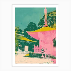 Koyasan Japan Retro Duotone Silkscreen 1 Art Print