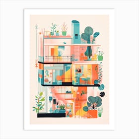 A House In Barcelona, Abstract Risograph Style 2 Art Print