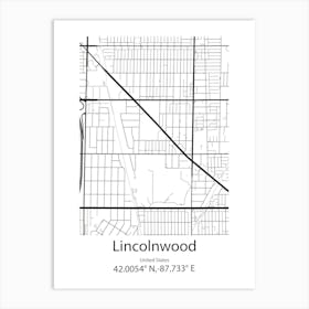 Lincolnwood,United States Minimalist Map Art Print