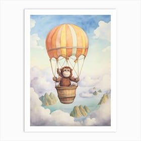Baby Orangutan 1 In A Hot Air Balloon Art Print