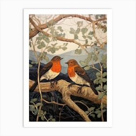 Art Nouveau Birds Poster European Robin 3 Art Print