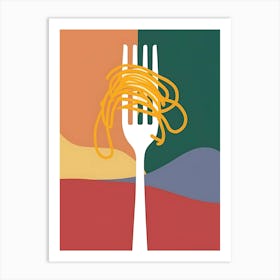 Fork And Pasta In Matisse Painting Style 1 Art Print