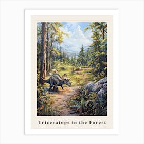 Triceratops In The Forest Painting 2 Poster Art Print