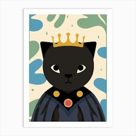 Little Black Panther 1 Wearing A Crown Art Print