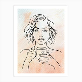 Woman Drinking Coffee Art Print