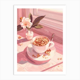 Pink Breakfast Food Granola Bowl 1 Art Print