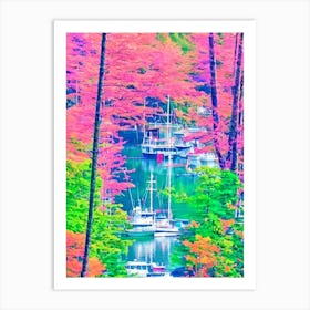 Port Of Prince Rupert Canada Retro Risograph Print 1 harbour Art Print