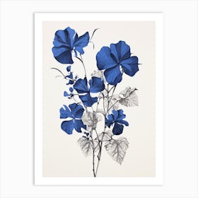 Blue Botanical Bougainvillea 1 Art Print