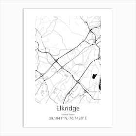 Elkridge,United States Minimalist Map Art Print