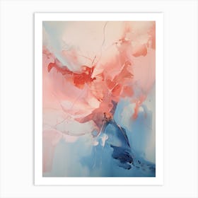 Pink And Blue Abstract Raw Painting 1 Art Print