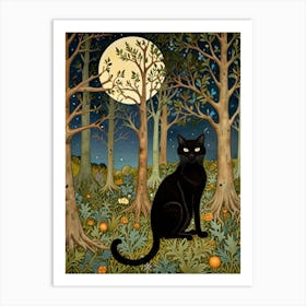 William Morris Black Cat In The Woods 3 Art Print