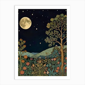 Moonlight In The Woods Style William Morris 8 Art Print