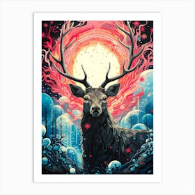 Deer Art Starry Art Print