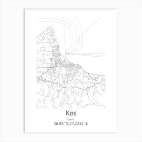 Kos,Greece Minimalist Map Art Print