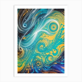 Abstract - Blue And Yellow Swirls Art Print