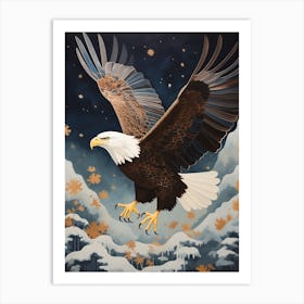 Bald Eagle 3 Gold Detail Painting Art Print