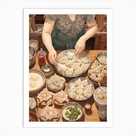 Dumpling Making Chinese New Year 2 Art Print